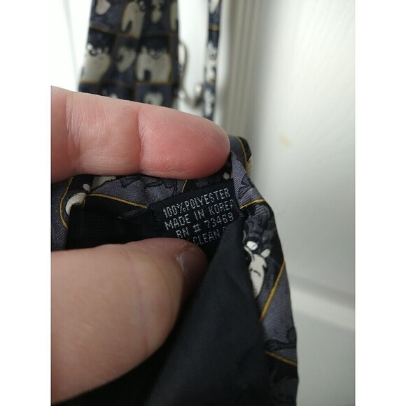 looney tunes tasmanian devil Grey Yellow Lined Tie 60" - Picture 6 of 8